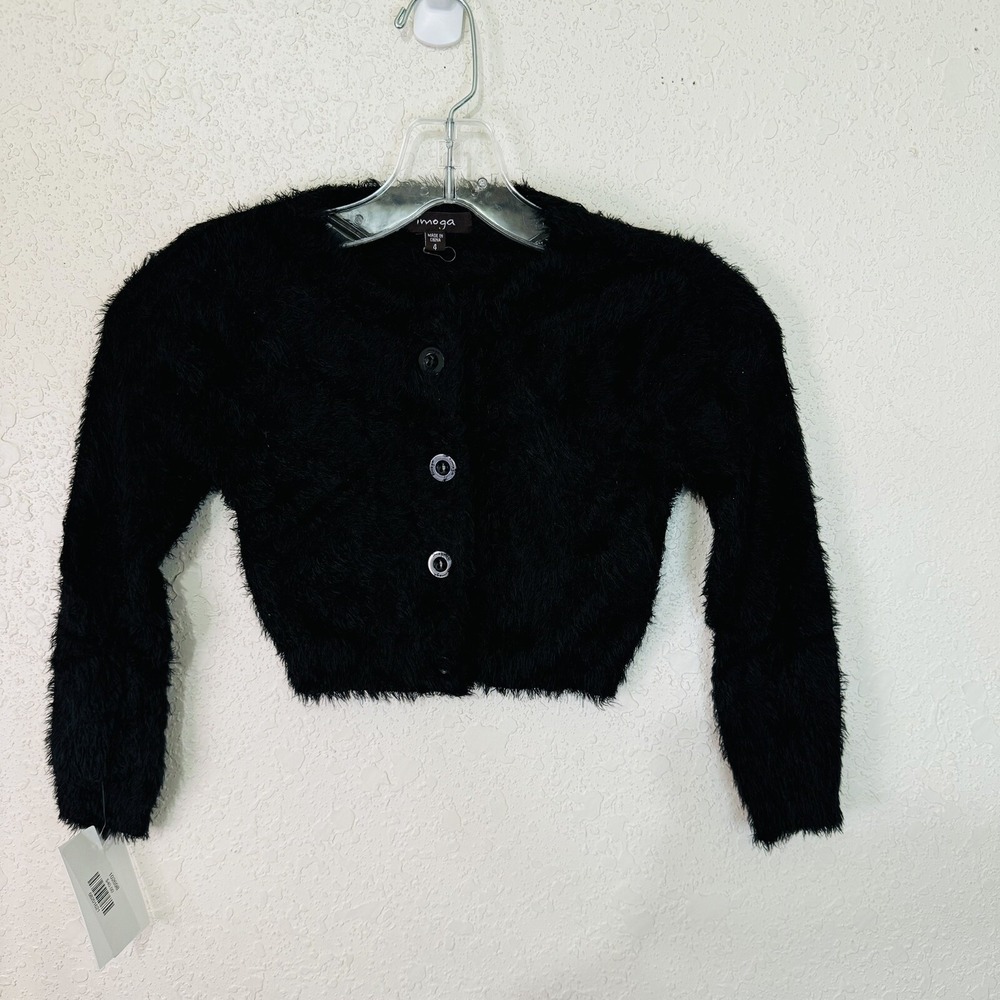 IMOGA GIRLS Black Mohair Sweater Size 4 Button Up NWT Style Clara